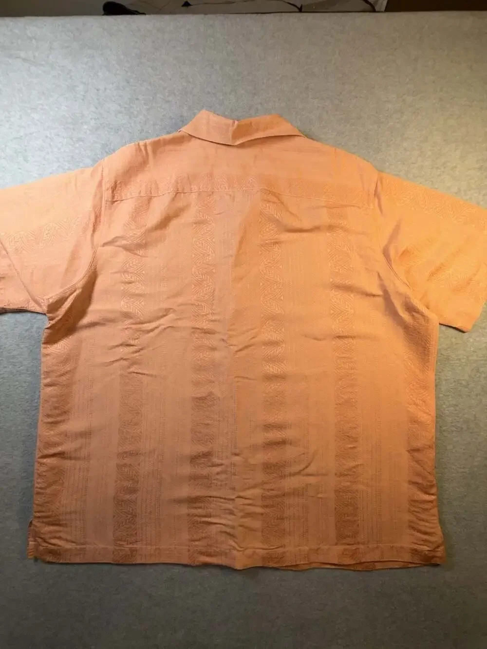 Caribbean Men's XL Peach Linen Blend Short Sleeve Button Up Shirt